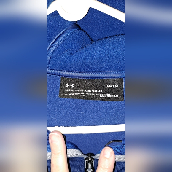 Men's Under Armour Cold Gear Storm Hoodie Jacket Logo Loose Fit Zip Front LG - Picture 3 of 9